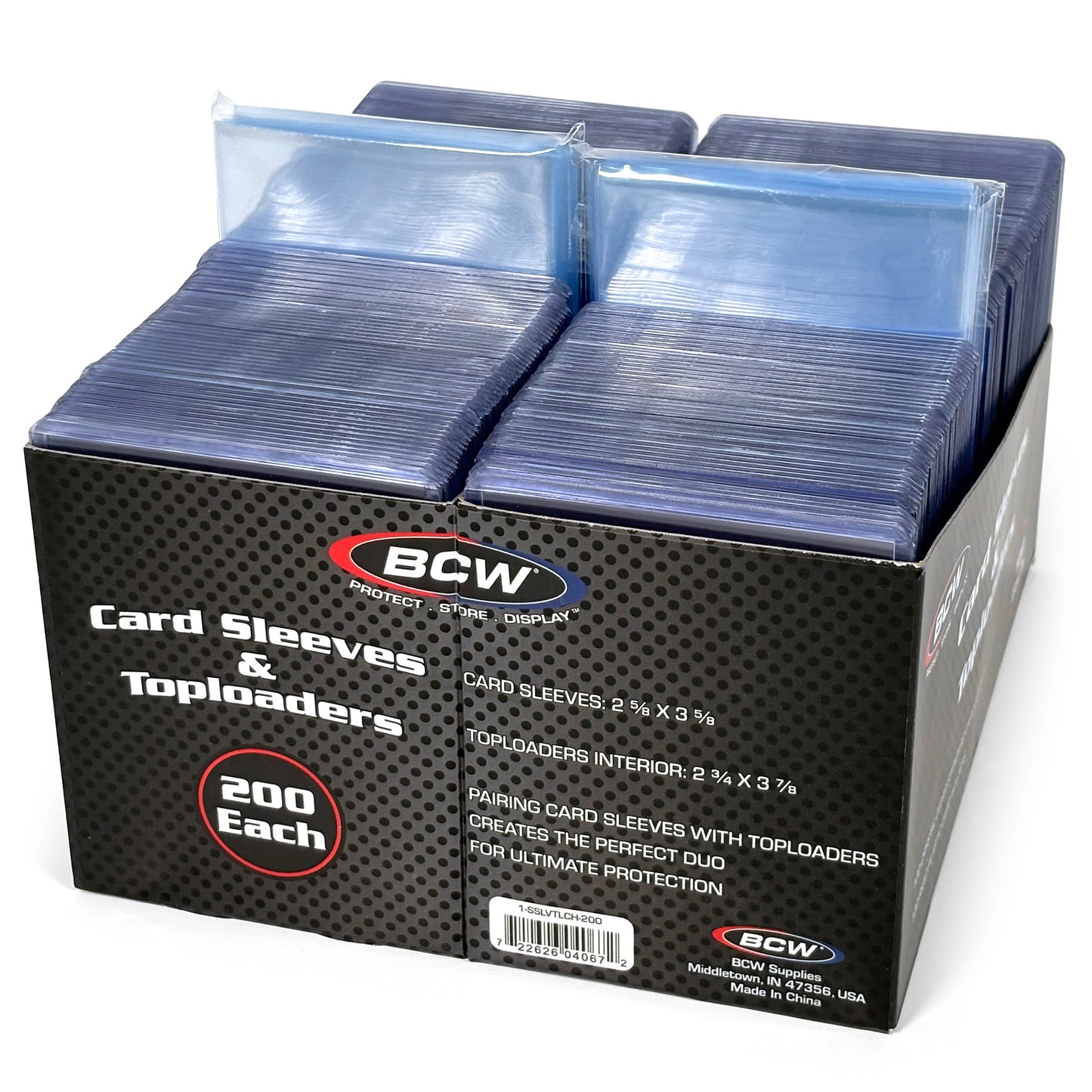 TOPLOADER & CARD SLEEVE COMBO PACK - 200 COUNT