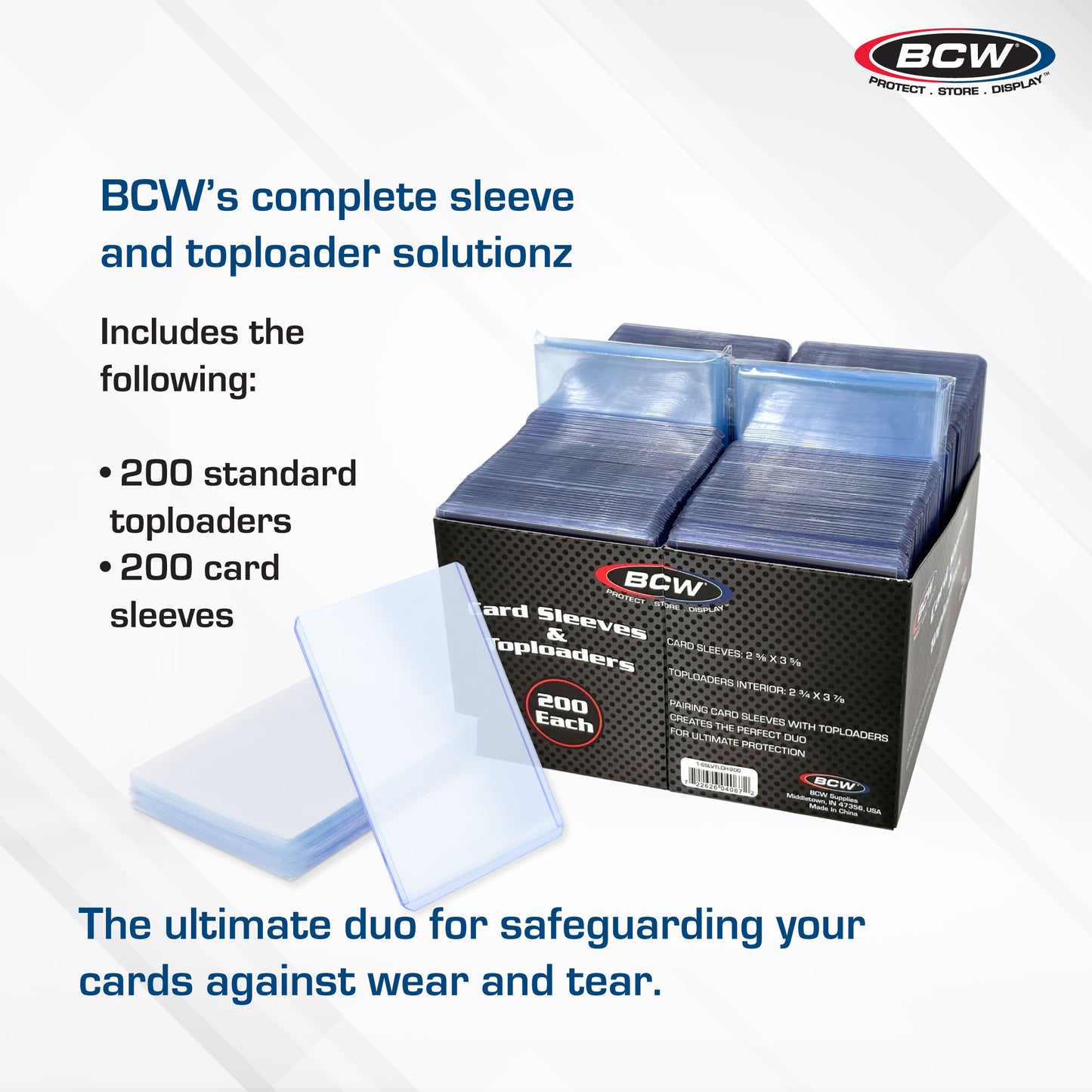 TOPLOADER & CARD SLEEVE COMBO PACK - 200 COUNT