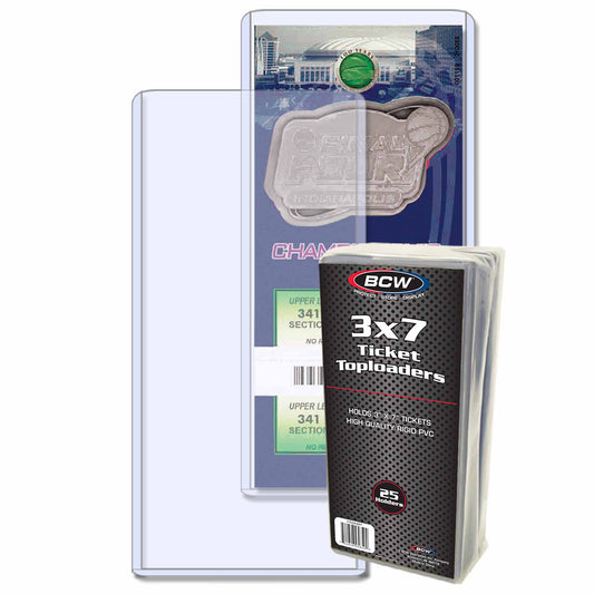 3x7 TICKET TOPLOADER (25-PACK)
